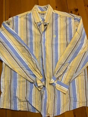 Cinch Striped Button-Down Shirt in Blue, Yellow & Brown